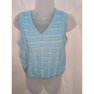 Lilly Pulitzer Pink Green Preppy Golf Tennis Cable Knit Sweater Vest Size S